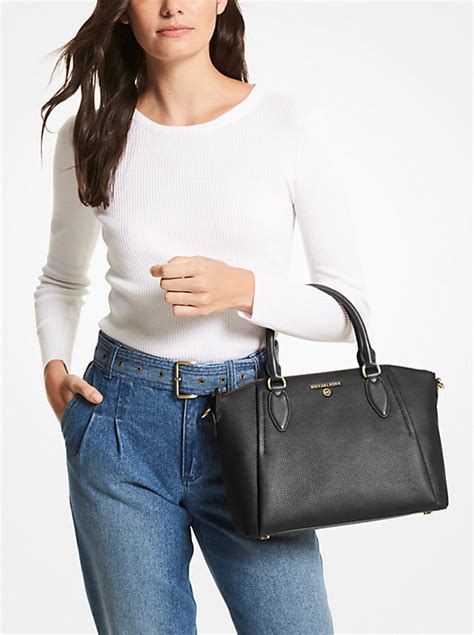 michael michael kors sienna medium pebbled leather satchel|michael kors medium satchel.